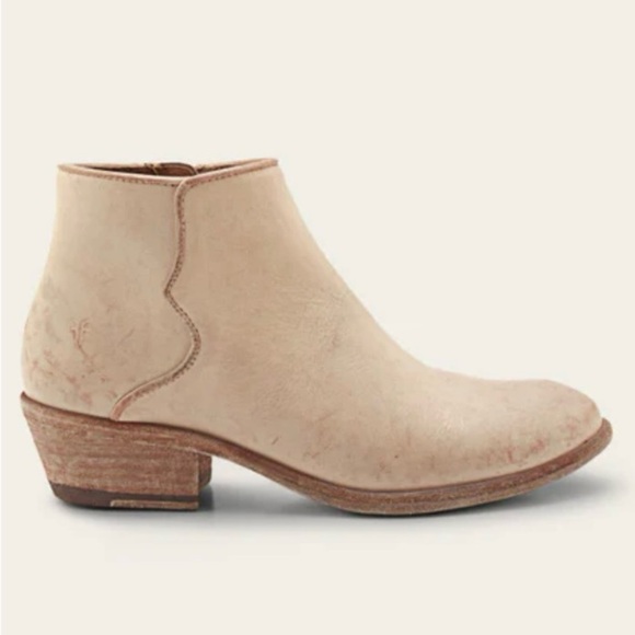 Frye Carson Piping Western Bootie Women 7.5 in Off White Distressed Finish - Picture 3 of 7